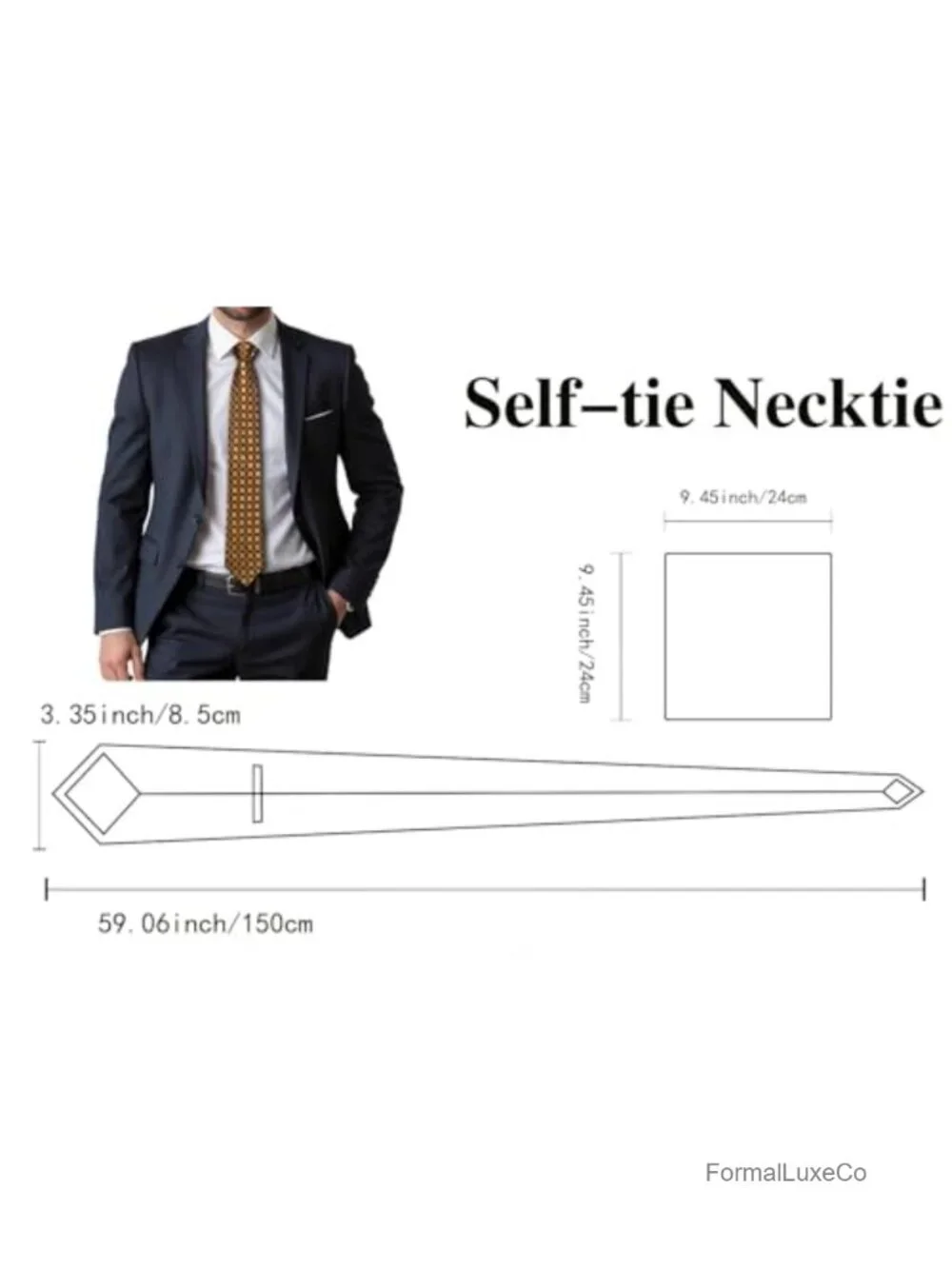 Men's 3-Piece Silk Tie Set with Cufflinks and Pocket Square